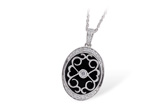 D230-68653: ONYX & DIA NECKLACE .19 TW DIA