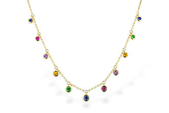 A319-79580: NECK .90 TW MULTI-COLOR SAPPH & GREEN GARNET (18")