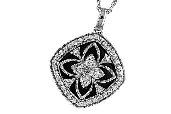 A319-79635: DIA & ONYX NECKLACE .48 TW