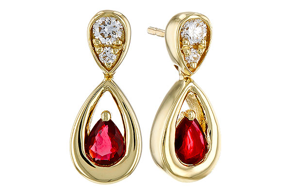 A320-66862: EARRINGS .40 RUBY .52 TGW (4x3 RUBY)