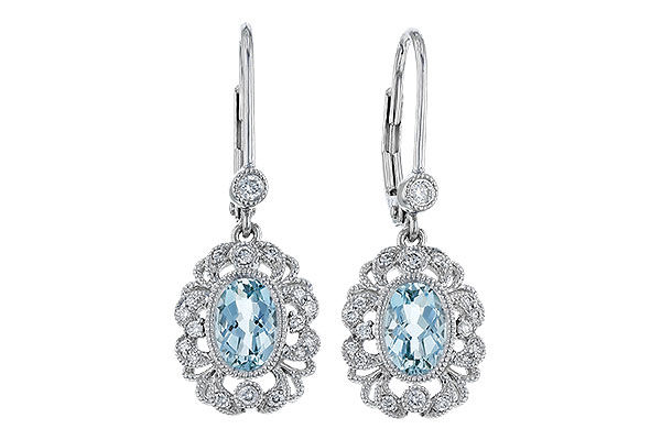 B320-65053: EARRINGS .75 TW AQUA .92 TGW (7x5MM AQUA)