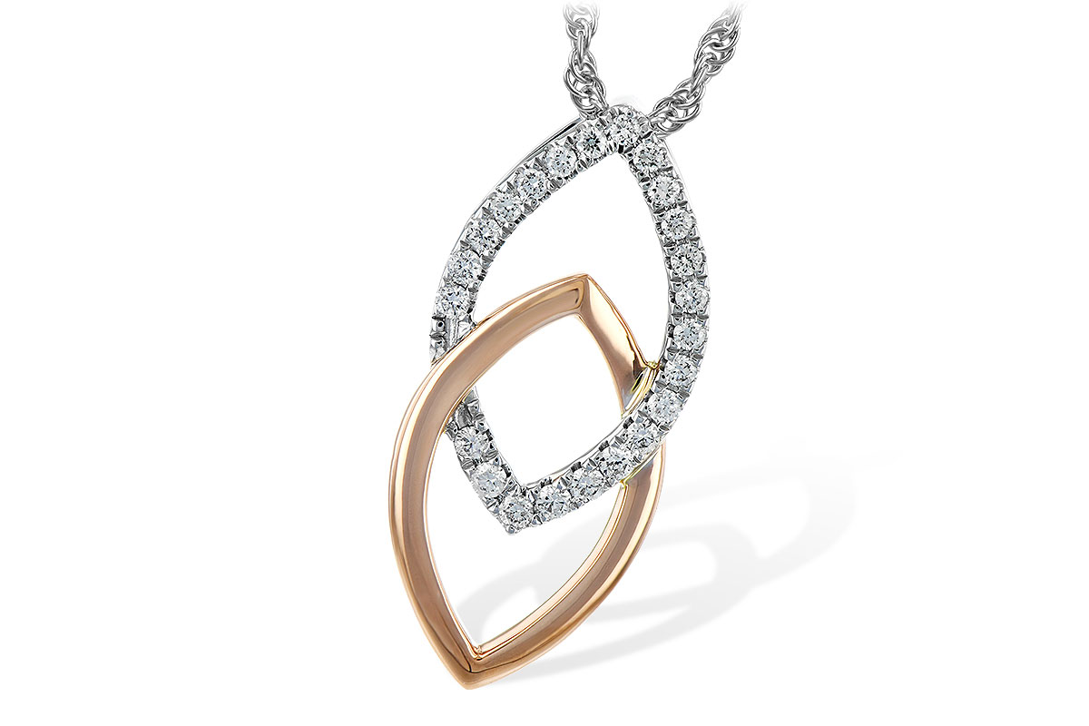 C235-25989: NECKLACE .20 TW (ROSE & WG)
