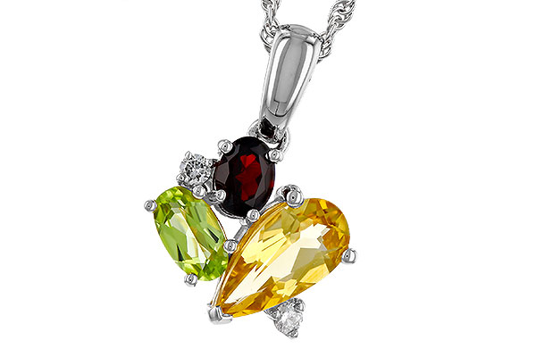 C320-66853: NECKLACE .79 SEMI PREC (CIT,PER,GAR) .82 TGW