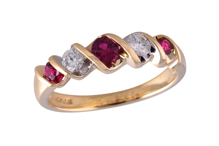 E138-83216: LDS WED RG .34 RUBY .58 TGW