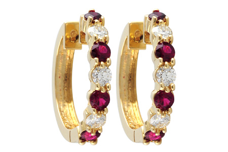 F047-03207: EARRINGS 1.30 RUBY 2.08 TGW