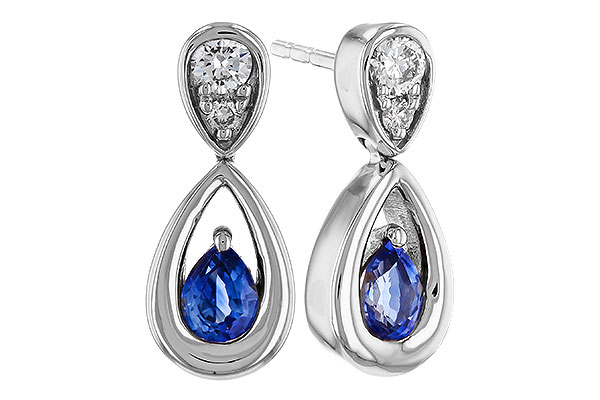 F320-66862: EARRINGS .42 SAPPHIRE .54 TGW (4x3 SAPP)