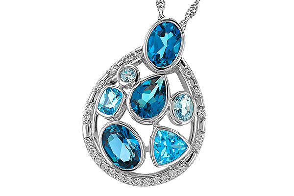 F320-69589: NECKLACE 3.23 TW BLUE TOPAZ 3.38 TGW