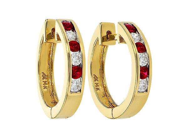 G047-03189: EARRINGS .29 RUBY .50 TGW