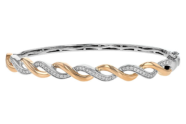 K235-24098: BANGLE BRACELET .42 TW (ROSE & WG)